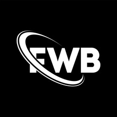 Fototapeta na wymiar FWB logo. FWB letter. FWB letter logo design. Initials FWB logo linked with circle and uppercase monogram logo. FWB typography for technology, business and real estate brand.