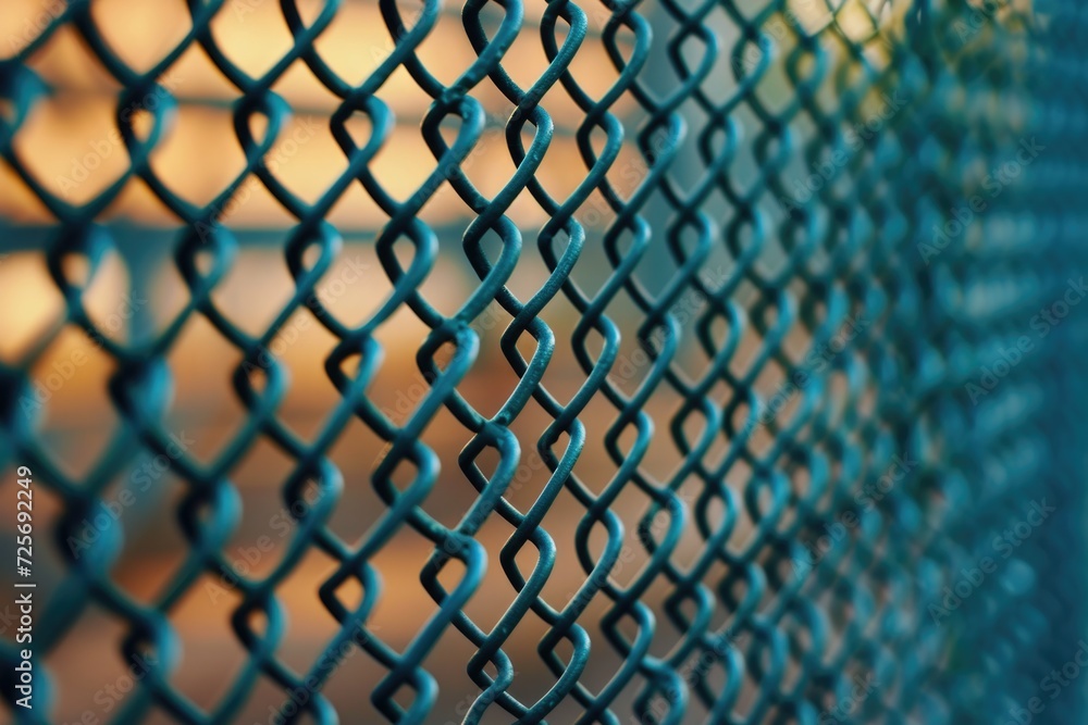 Poster a detailed view of a chain link fence. this versatile image can be used to depict security, boundari