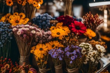 colorful flowers in a market
