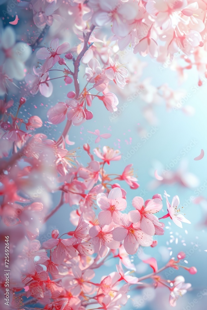 Poster A close-up view of a bunch of pink flowers. This image can be used to add a touch of beauty and color to any project