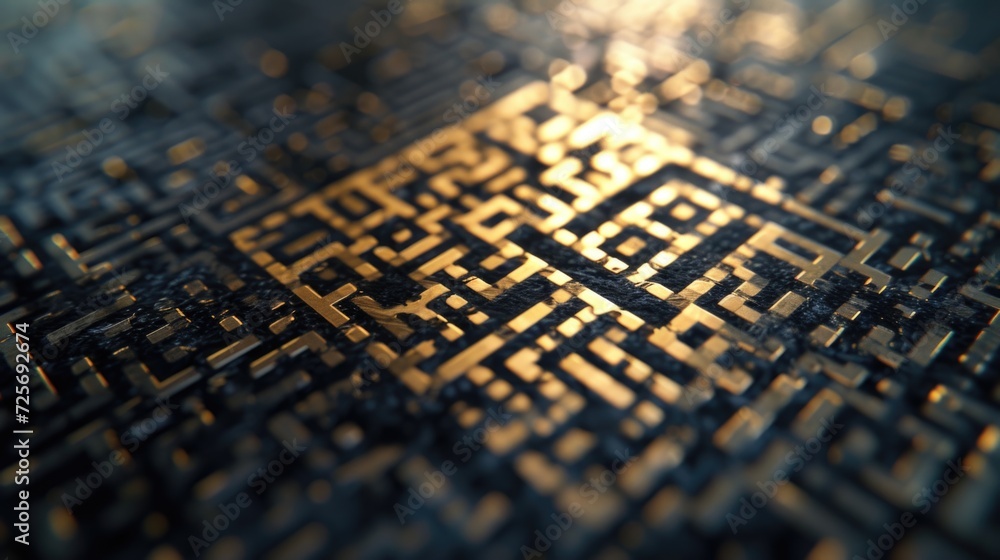 Poster Computer chip close up on a table. Suitable for technology-related projects