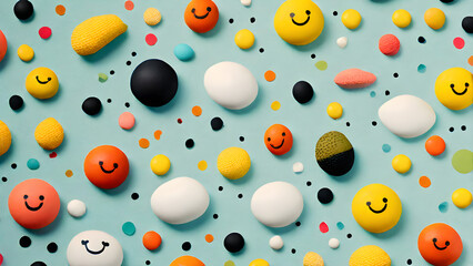 A concept design that expresses the happy emotions of the day with images of various colors. Generative AI.
