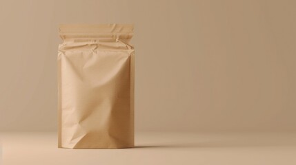 A brown paper bag sitting on top of a table. Can be used to represent simplicity, eco-friendly products, or packaging