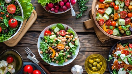 salad in bowl ,Italian food bean salad mixed vegetable