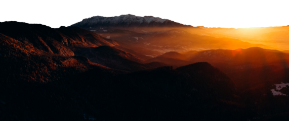 Panoramic png Mountains with snow and forest isolated.	
