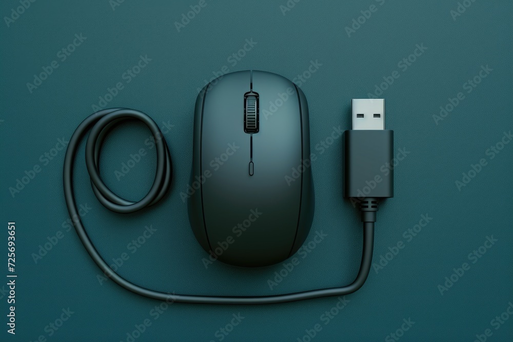 Aufkleber A computer mouse connected to a USB cable. Suitable for technology-related projects