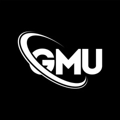 GMU logo. GMU letter. GMU letter logo design. Initials GMU logo linked with circle and uppercase monogram logo. GMU typography for technology, business and real estate brand.