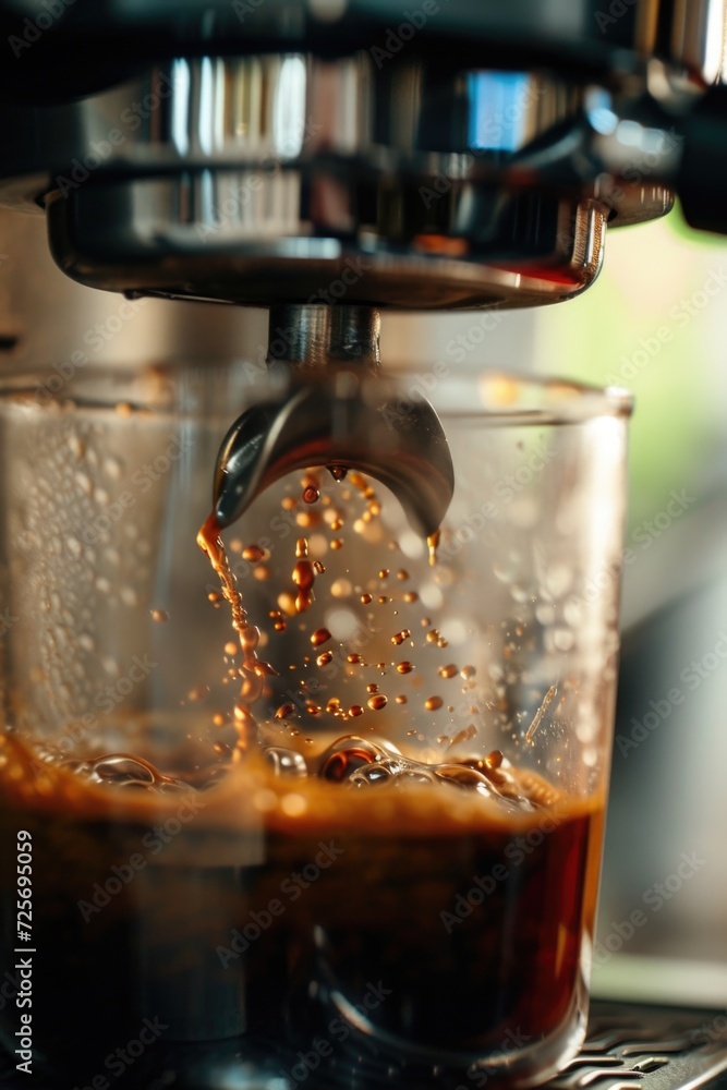 Poster a close-up shot of a blender with liquid inside. versatile and useful for various purposes