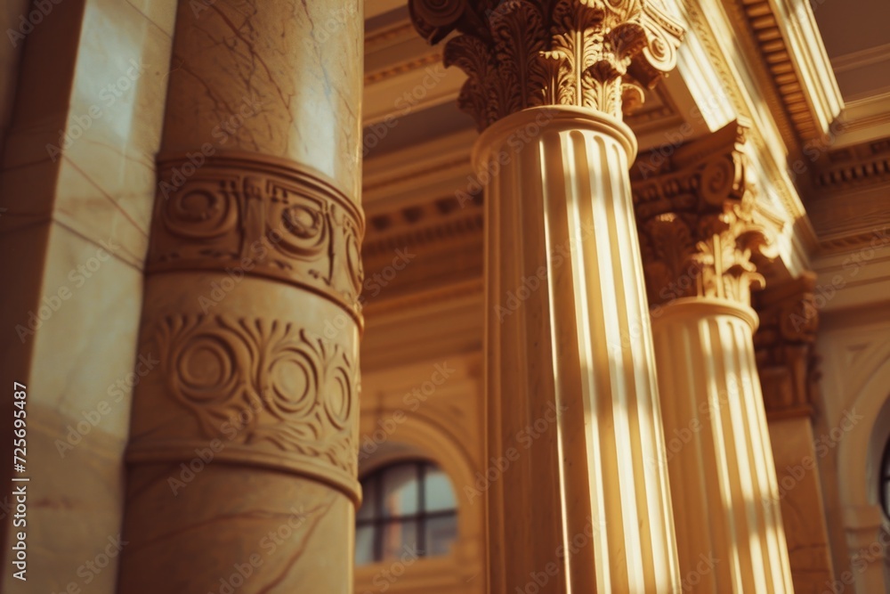 Poster Close up shot of a pillar in a building. Can be used to showcase architectural details or as a background image for various design projects