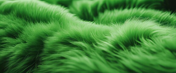green fur texture top view. green sheepskin background. Fur pattern. Texture of green shaggy