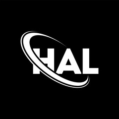 HAL logo. HAL letter. HAL letter logo design. Intitials HAL logo linked with circle and uppercase monogram logo. HAL typography for technology, business and real estate brand. - obrazy, fototapety, plakaty
