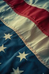 Close up view of an American flag with stars. Perfect for patriotic designs and national holiday celebrations