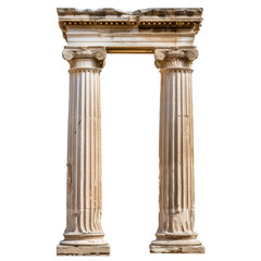 Fototapeta premium Classic antique marble column. white doric column. ancient greek pillar. isolated on white background or transparent background