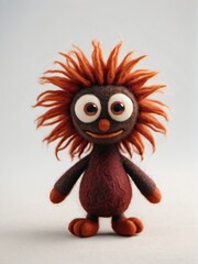 Photo Of A Needle-Felted Cartoon Salak Character Isolated On A White Background