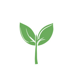 green leaf silhouette vector icon. 