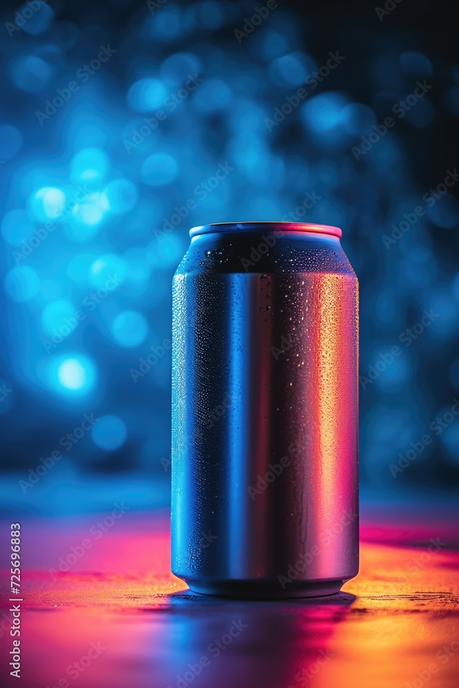 Aufkleber a can of soda sitting on a table. suitable for advertisements and food and beverage-related projects