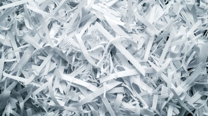 Shredded paper piled on top of a table. Suitable for various business, office, or recycling concepts