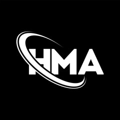 HMA logo. HMA letter. HMA letter logo design. Initials HMA logo linked with circle and uppercase monogram logo. HMA typography for technology, business and real estate brand.
