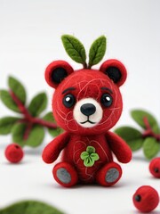 Photo Of A Needle-Felted Cartoon Bearberry Character Isolated On A White Background