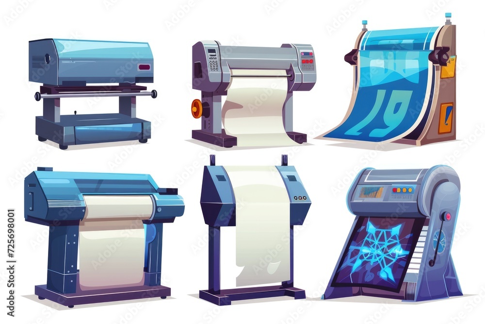 Poster different types of printing machines, suitable for various printing needs
