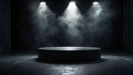 Podium black dark smoke background