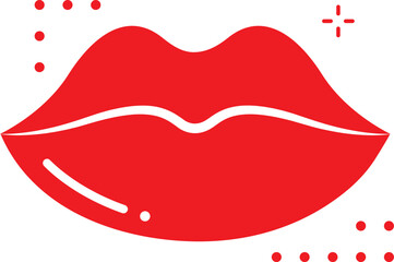 Lips patches collection. Vector illustration of sexy doodle woman's lips expressing different emotions, such as smile, kiss, 