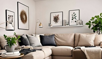 Living room minimalist, Interior Design - obrazy, fototapety, plakaty