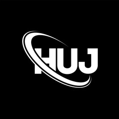 HUJ logo. HUJ letter. HUJ letter logo design. Initials HUJ logo linked with circle and uppercase monogram logo. HUJ typography for technology, business and real estate brand.