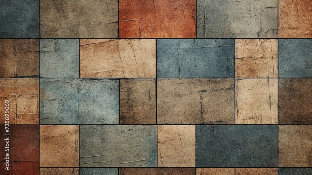 Poster A wall made up of different colored tiles. Perfect for interior design inspiration or adding a pop of color to any space