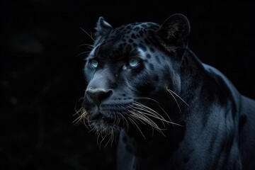 black dark leopard panther with dark background
