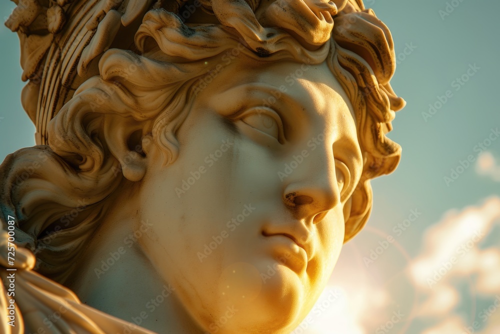 Aufkleber A detailed view of a statue depicting a woman. This image can be used in various contexts