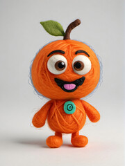 Photo Of A Needle-Felted Cartoon Hamlin Orange Character Isolated On A White Background