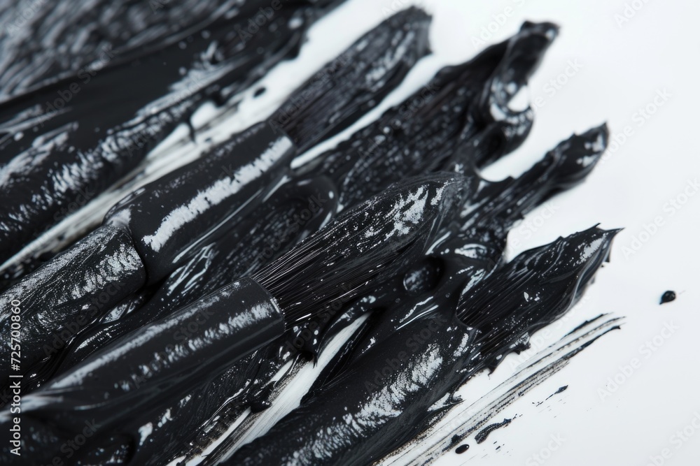 Poster black paint on a white surface. suitable for abstract backgrounds or artistic projects