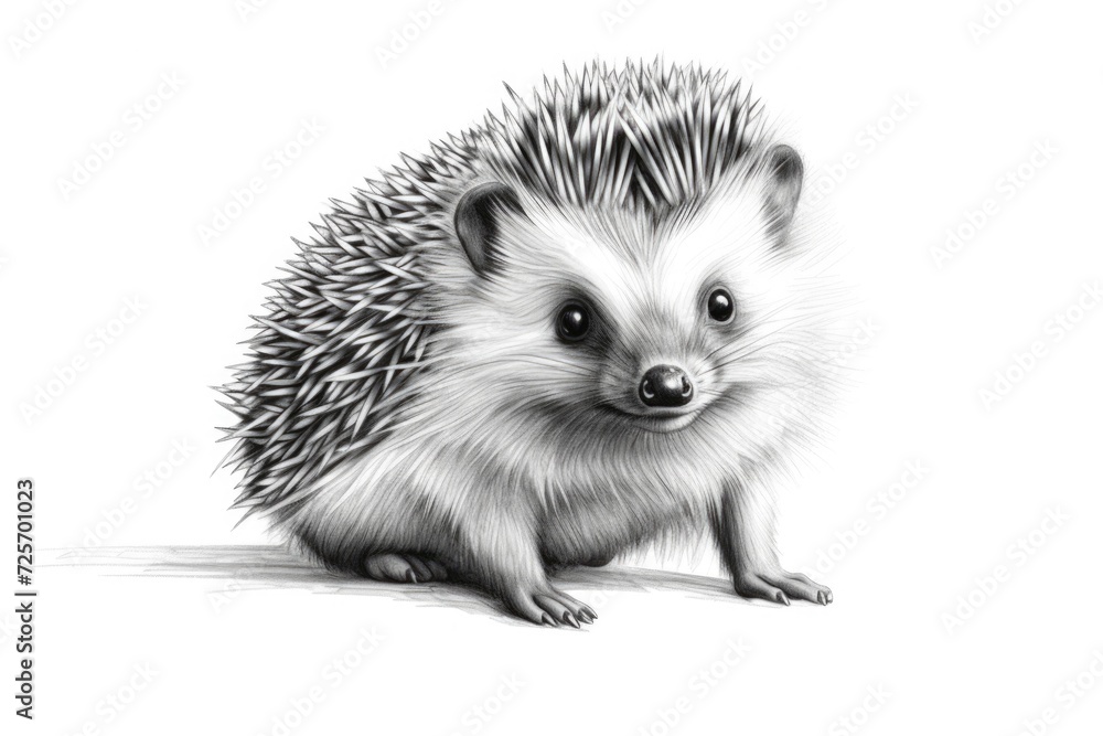 Poster A simple black and white drawing of a hedgehog. Suitable for educational materials or nature-themed designs