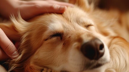 A close-up shot of someone gently petting a dog. Perfect for illustrating the bond between humans and animals.