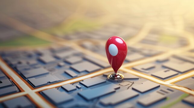A map with a red pin indicating a specific location. Suitable for travel, navigation, and finding directions