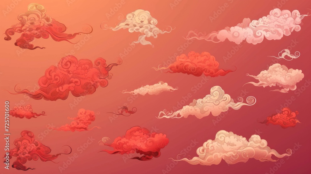 Poster A captivating image featuring a bunch of clouds suspended in the air. Perfect for various design projects and atmospheric themes