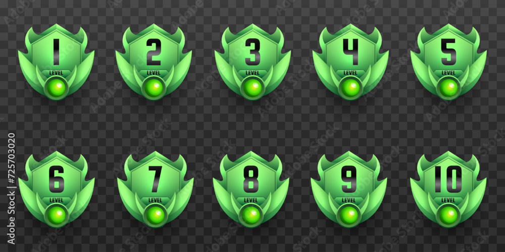 Poster abstract green game gui level up badges for game ui designs