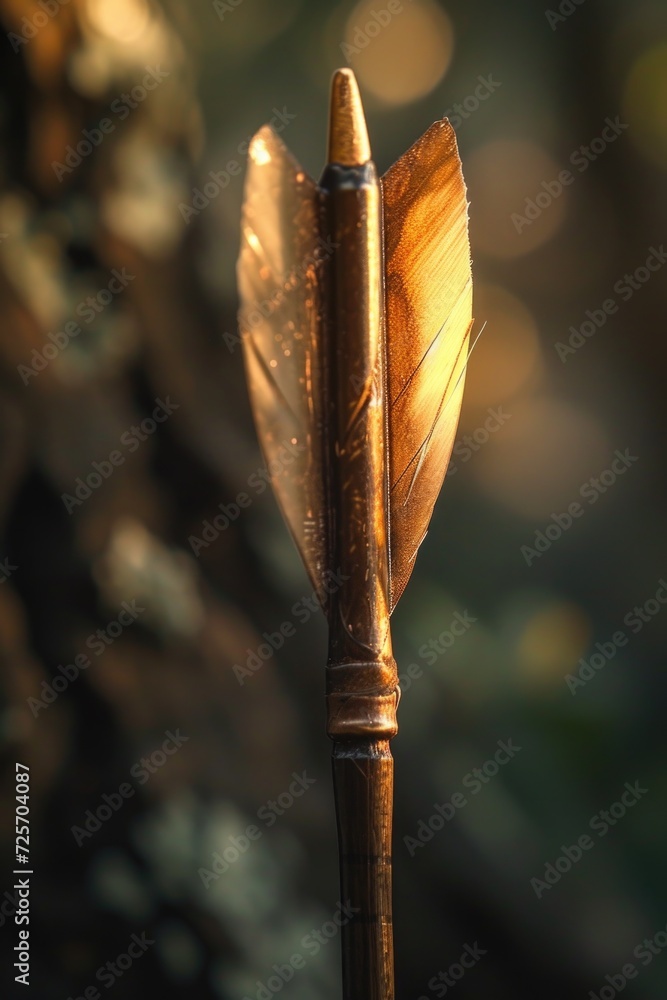 Aufkleber A close-up view of an arrow attached to a stick. This versatile image can be used to represent direction, guidance, or decision-making in various contexts