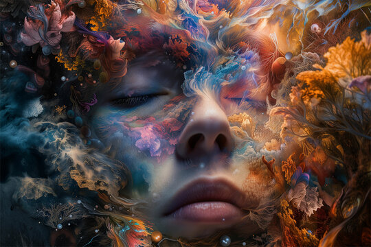 Embark on a surreal journey with an image capturing the vivid essence of a psychedelic experience inspired by LSD and DMT effects.