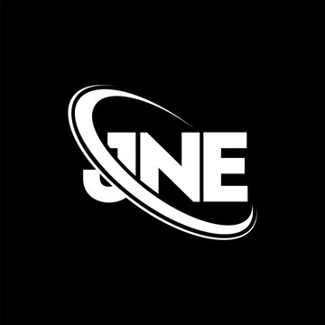 JNE logo. JNE letter. JNE letter logo design. Initials JNE logo linked with circle and uppercase monogram logo. JNE typography for technology, business and real estate brand.