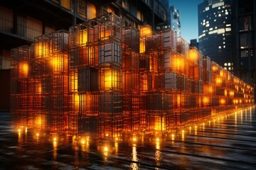 Obraz premium logistics network distribution and transportation, Smart logistics, Future of transportation innovation on huge storage centers