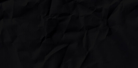 Black crumpled paper texture pattern. Rough grunge old blank. Vector abstract background.