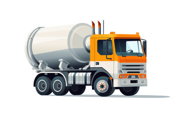 Concrete Mixer Truck Revving Up on a Sunny Construction Site