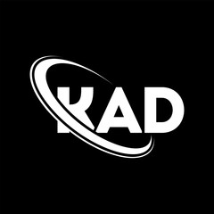 KAD logo. KAD letter. KAD letter logo design. Intitials KAD logo linked with circle and uppercase monogram logo. KAD typography for technology, business and real estate brand.