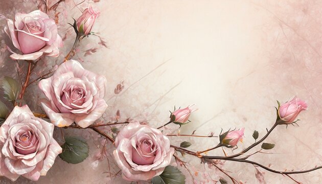 Fototapeta Różowe róże na różowym tle