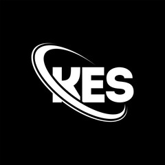 KES logo. KES letter. KES letter logo design. Initials KES logo linked with circle and uppercase monogram logo. KES typography for technology, business and real estate brand. - obrazy, fototapety, plakaty