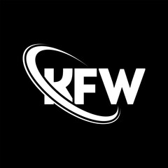 KFW logo. KFW letter. KFW letter logo design. Initials KFW logo linked with circle and uppercase monogram logo. KFW typography for technology, business and real estate brand.