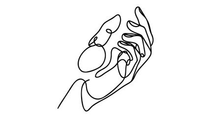 Two hand's touch in one line art style isolated on a white background. Rescue, assistance, care icon.
