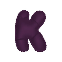 3D deep wine purple color helium balloon letter K
